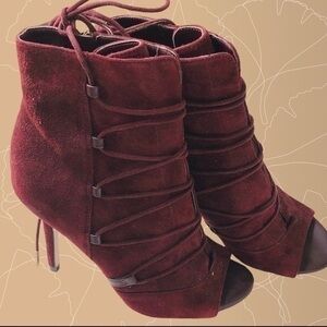 Burgundy high heel booties